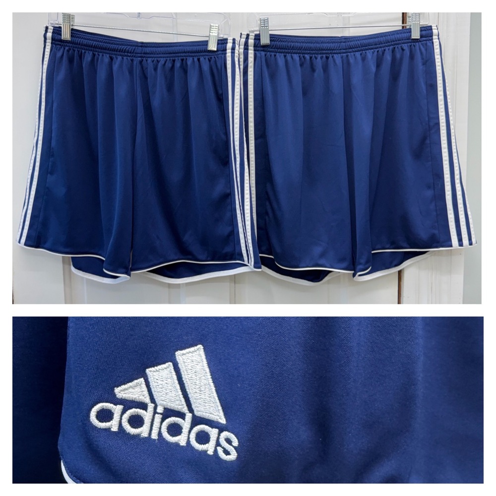 Adidas Climacool 3-Stripe Soccer Training Shorts Mens Large Blue 2 pair